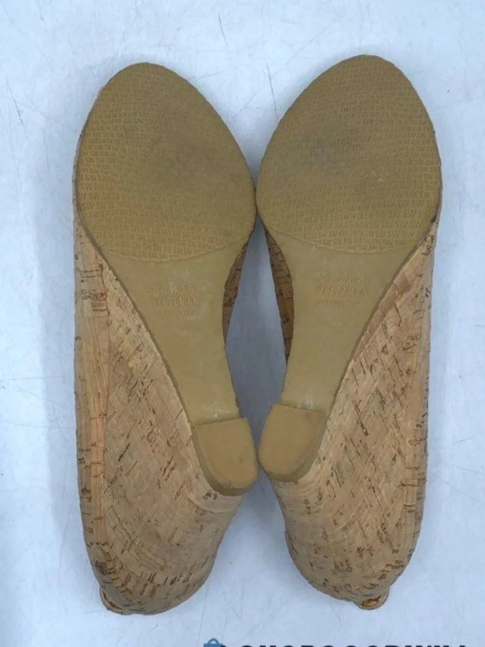 Stuart Weitzman Women's Size 10 M Cork Peep Toe Wedge Heels - Picture 4 of 10